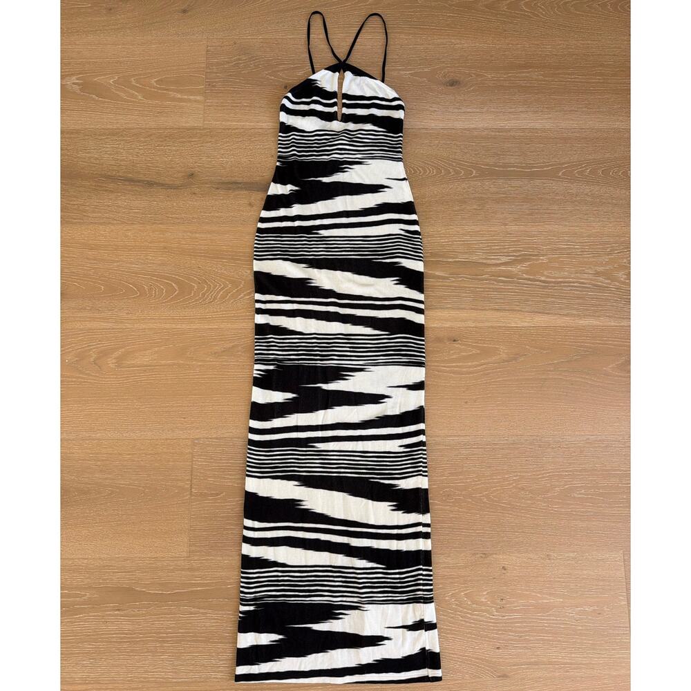 Meshki Maxi Dress Knit Cross Front Ashtin Size S Black Ivory